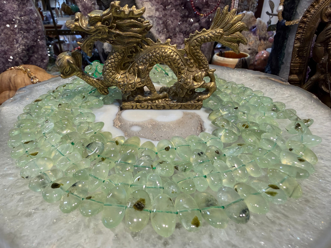 Superb Prehnite center drilled 12-15mm gemstones