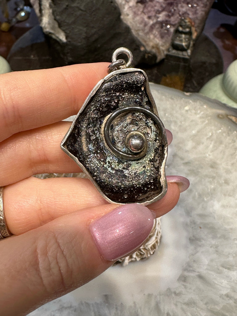 Superb Rare Ancient Roman glass silver pendant