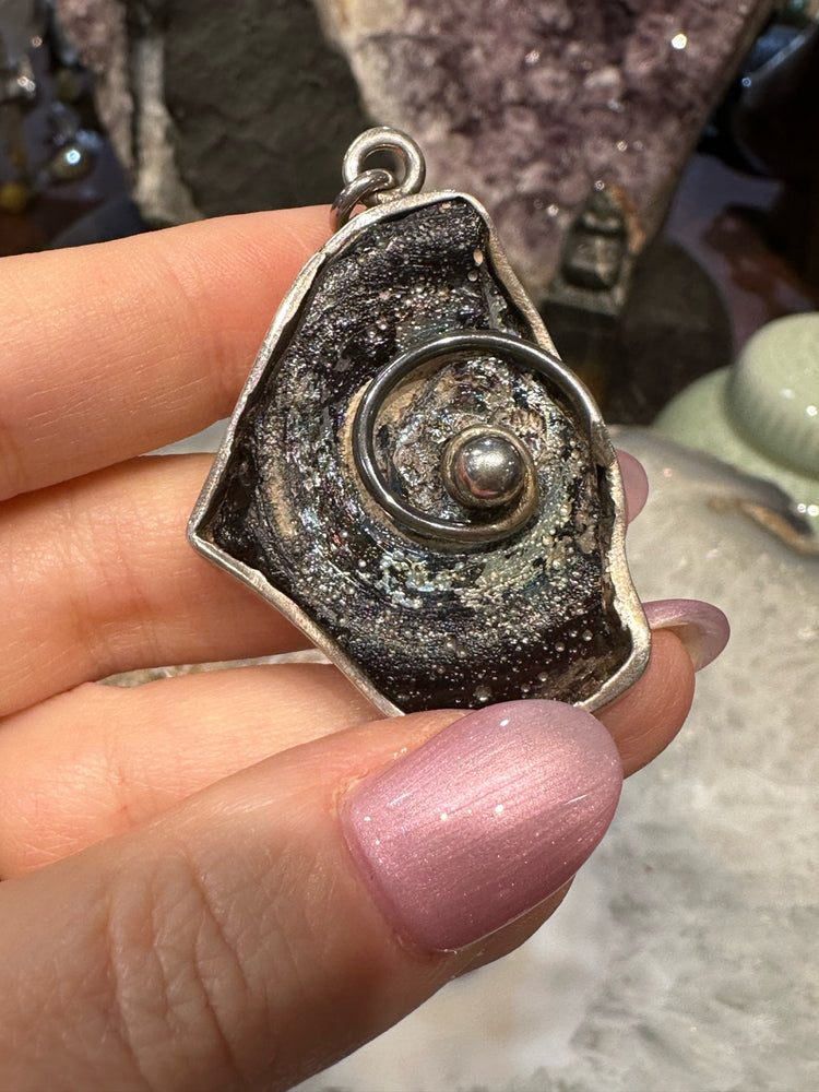 Superb Rare Ancient Roman glass silver pendant