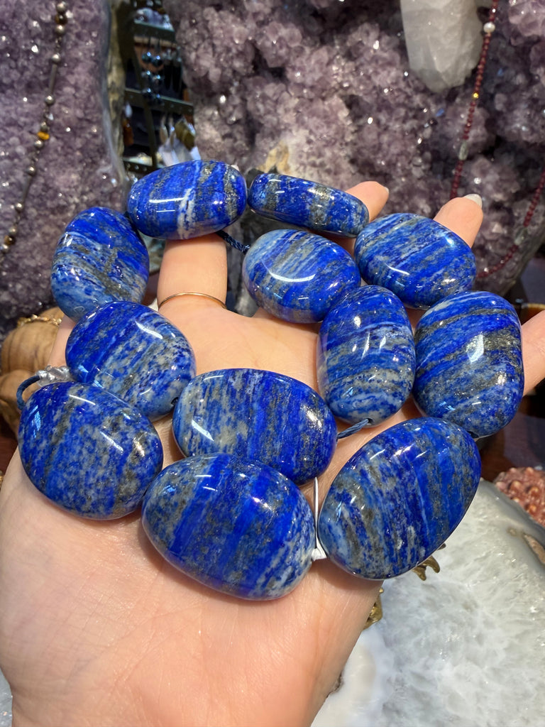 Huge lapis tumble 34-35mm gemstone beads