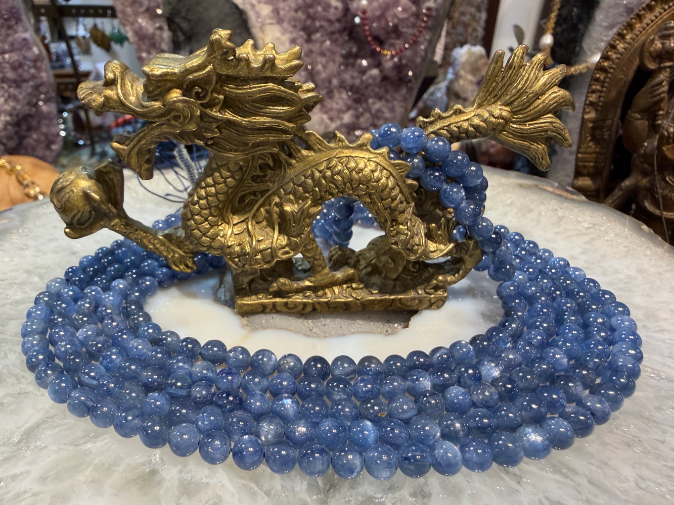 Blue Kyanite 6mm chatoyant gemstones beads