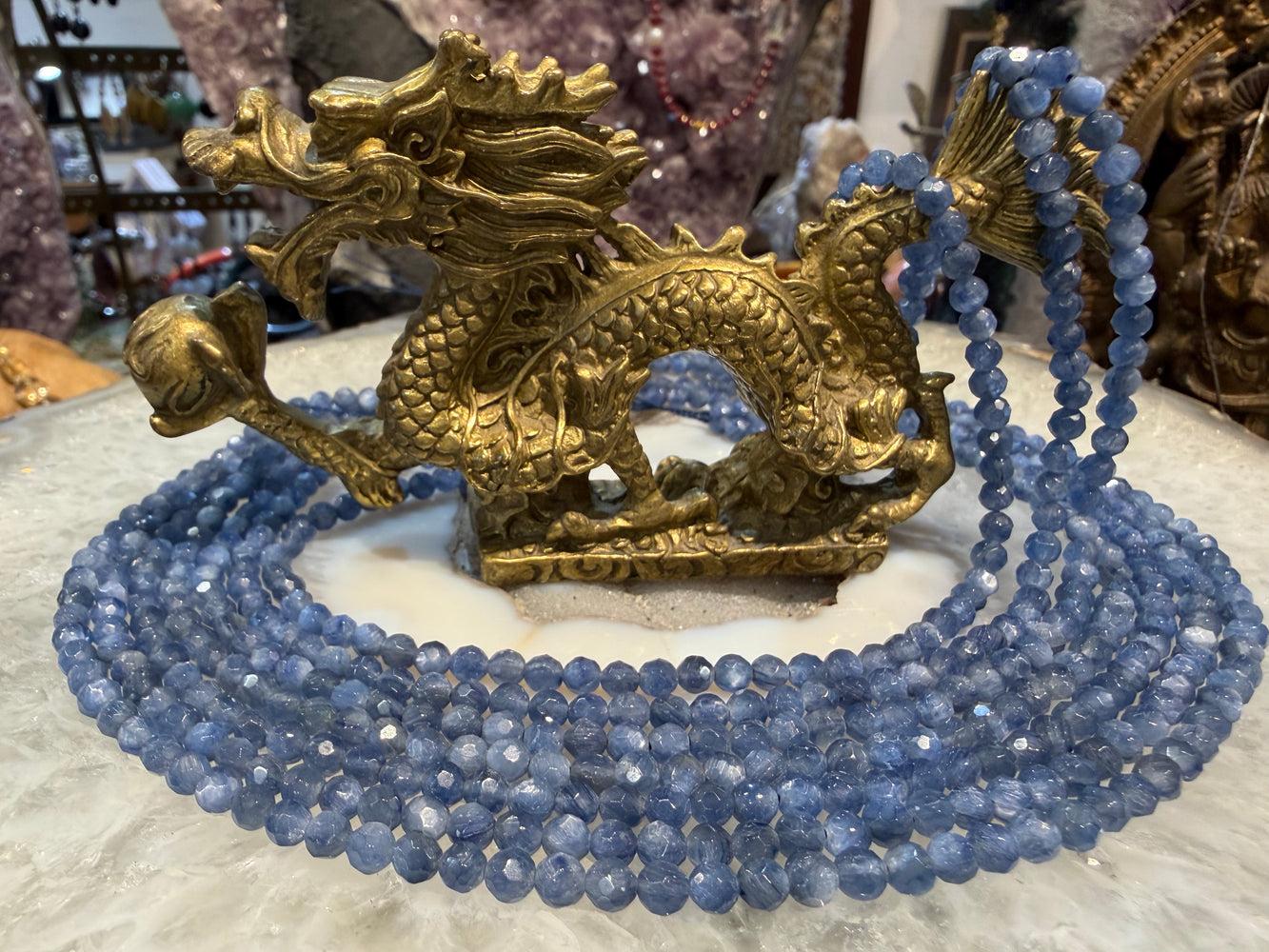 Blue kyanite faceted 4mm gemstones beads