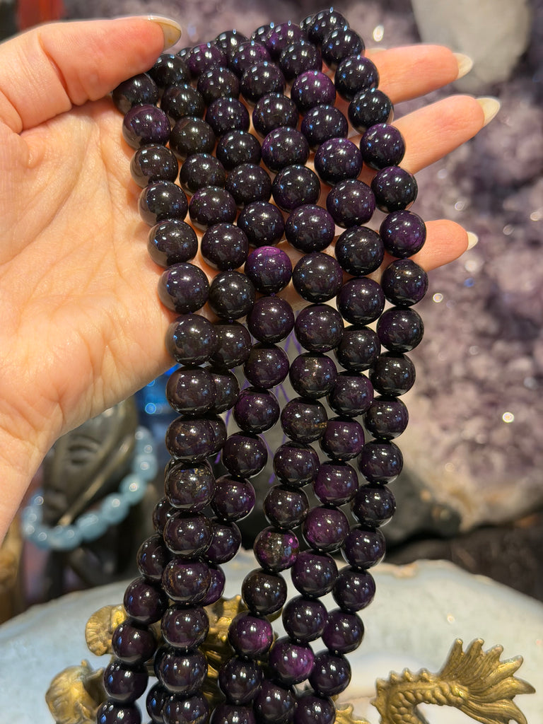 Purpurite 10mm round gemstones