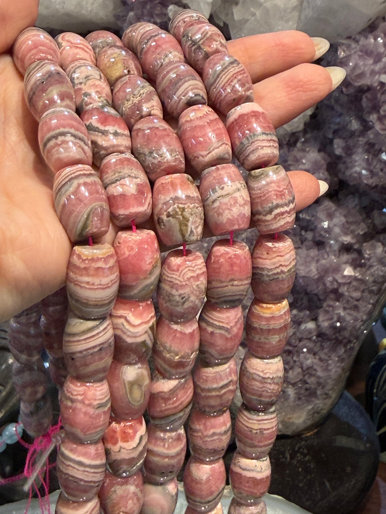 Beautiful Rhodochrosite barrel large 17mm gemstone