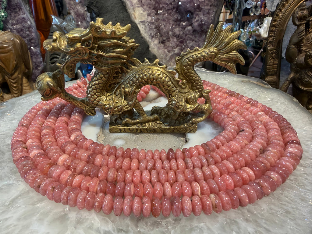 Beautiful rhodochrosite 8mm smooth rondelle gemstone