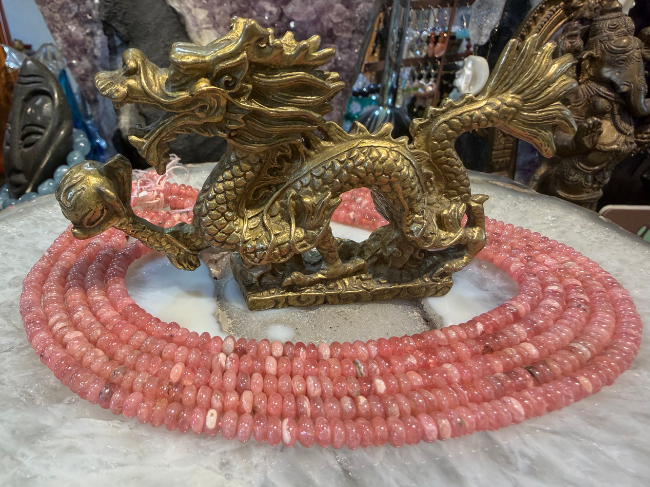 Beautiful Rhodochrosite 5mm smooth rondelle gemstone beads