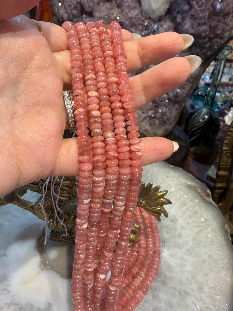 Beautiful Rhodochrosite 5mm smooth rondelle gemstone