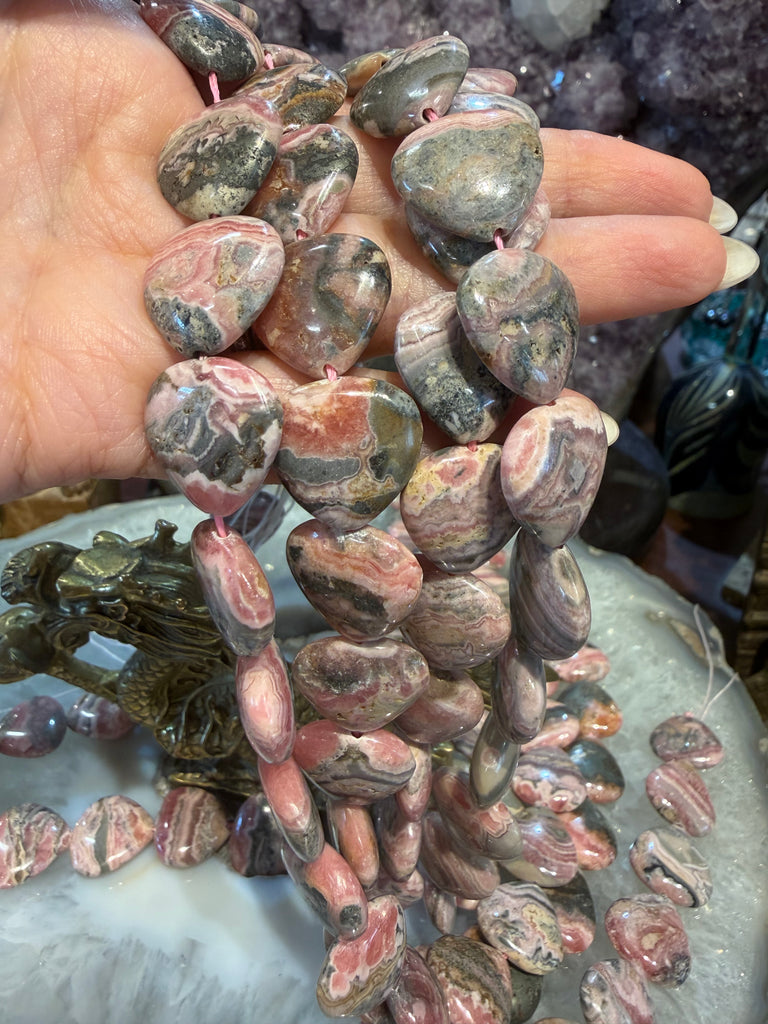 Amazing Large Rhodochrosite heart 18mm gemstone