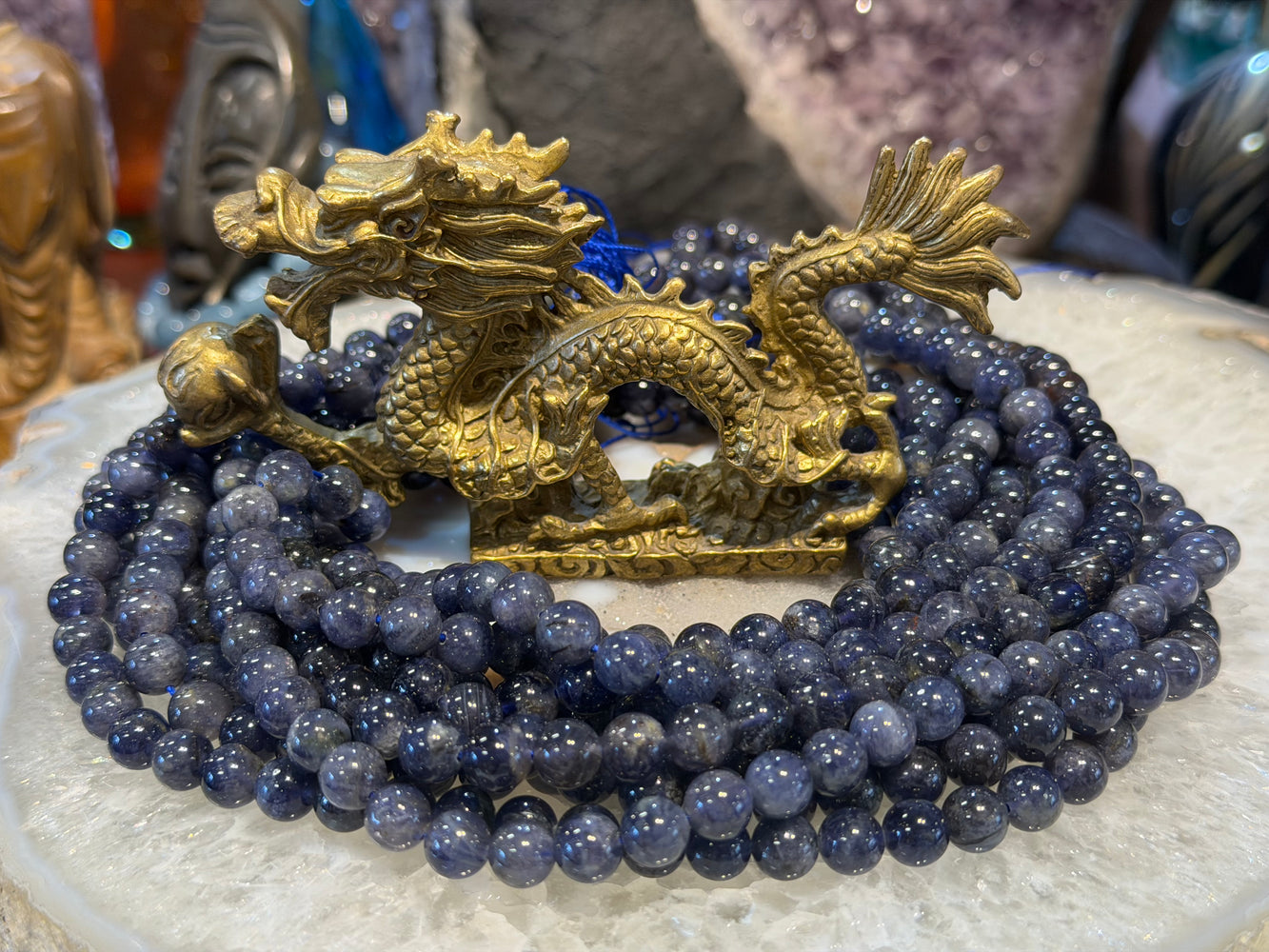Superb Iolite 8mm deep gemstones beads