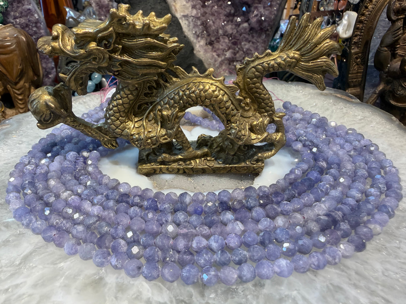 Sparkling Tanzanite faceted 5.5mm gemstones beads