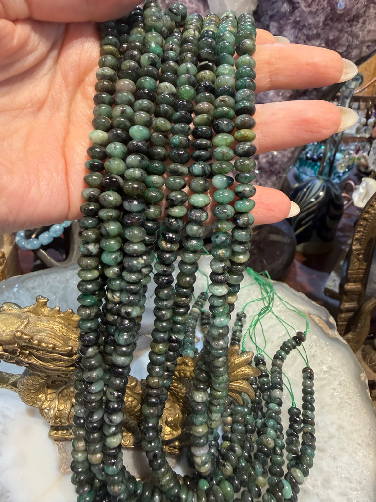 Emerald 6mm smooth rondelle gemstone