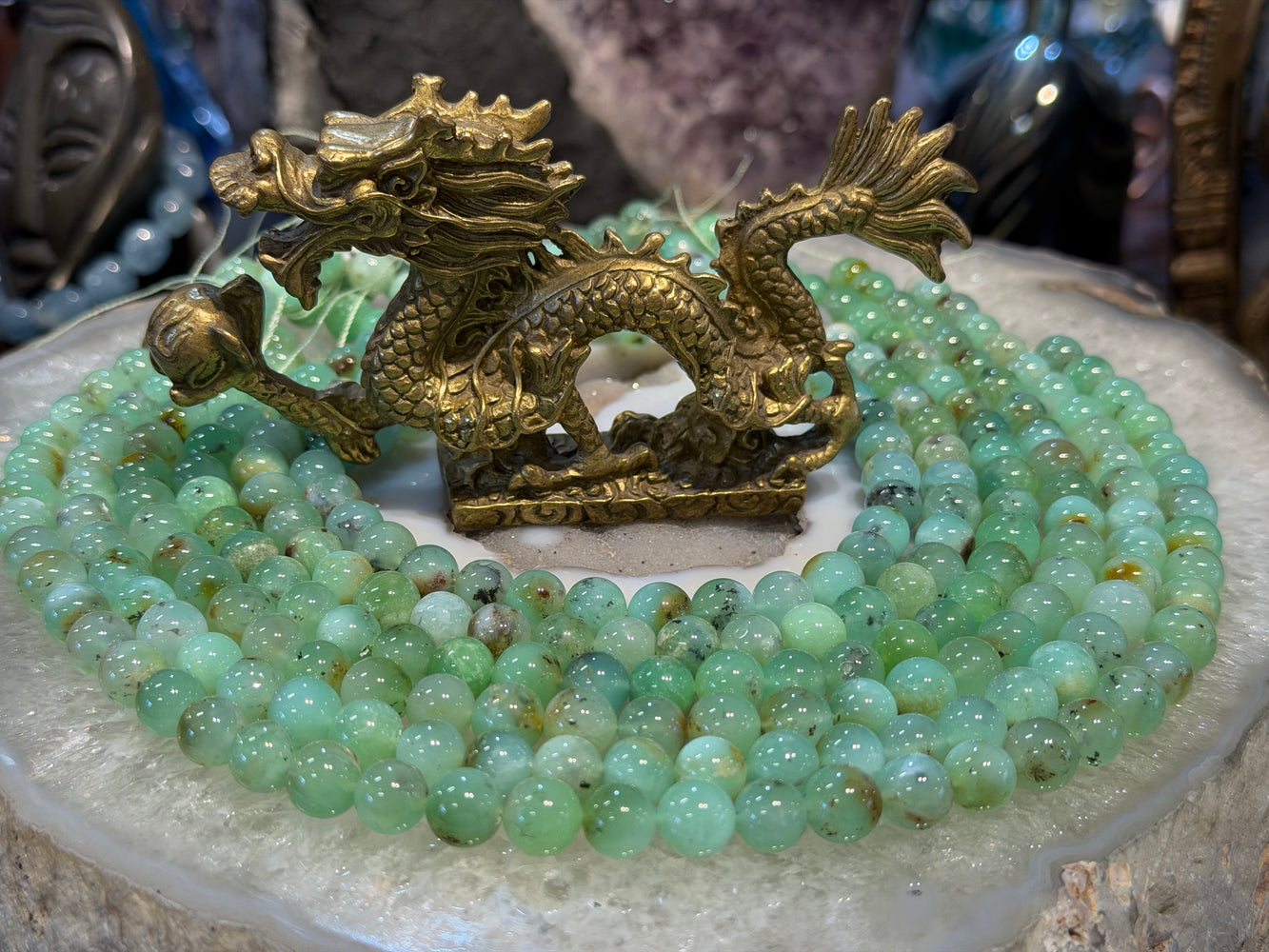 Gorgeous Chrysoprase apple green 9-10mm gemstones beads