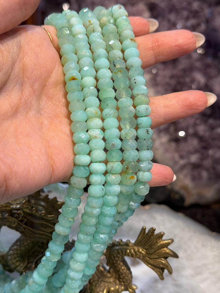 Gorgeous Chrysoprase Mint faceted 8mm rondelle