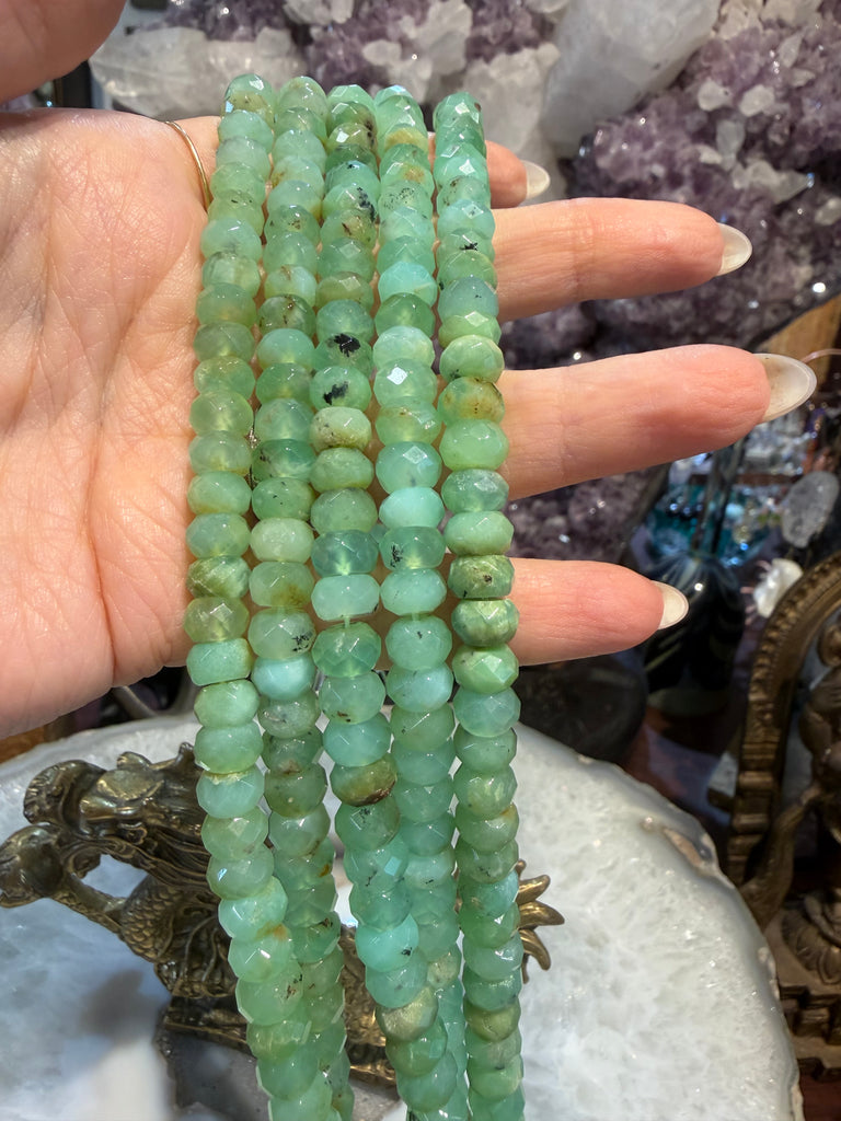 Gorgeous Chrysoprase apple 8mm faceted rondelle gemstone