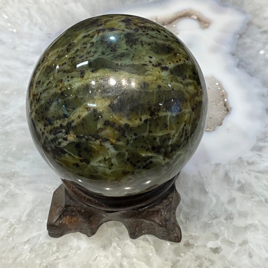 56mm Natural Green Jade Gemstone Sphere #2