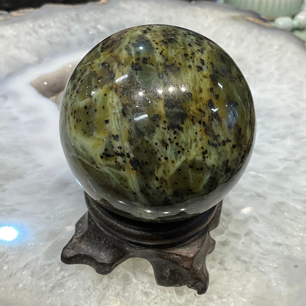 56mm Natural Green Jade Gemstone Sphere #2