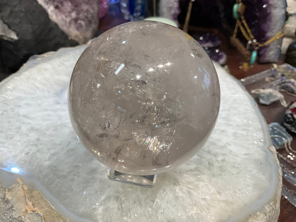 72mm Natural Rock Crystal with Golden Healer Round Gemstone Sphere Healing Sphere