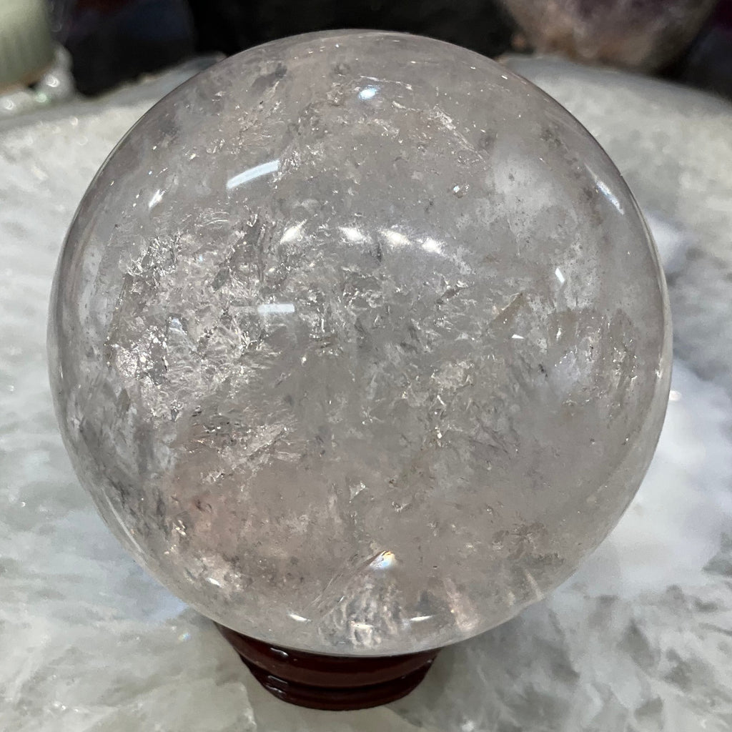 65mm Natural Rock Crystal with Rainbows Round Gemstone Sphere Healing Sphere