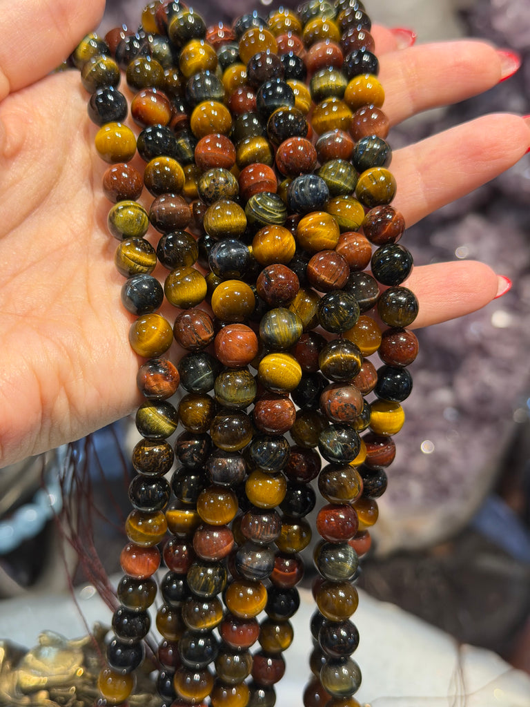 Multicolour tiger eye 8mm gemstones