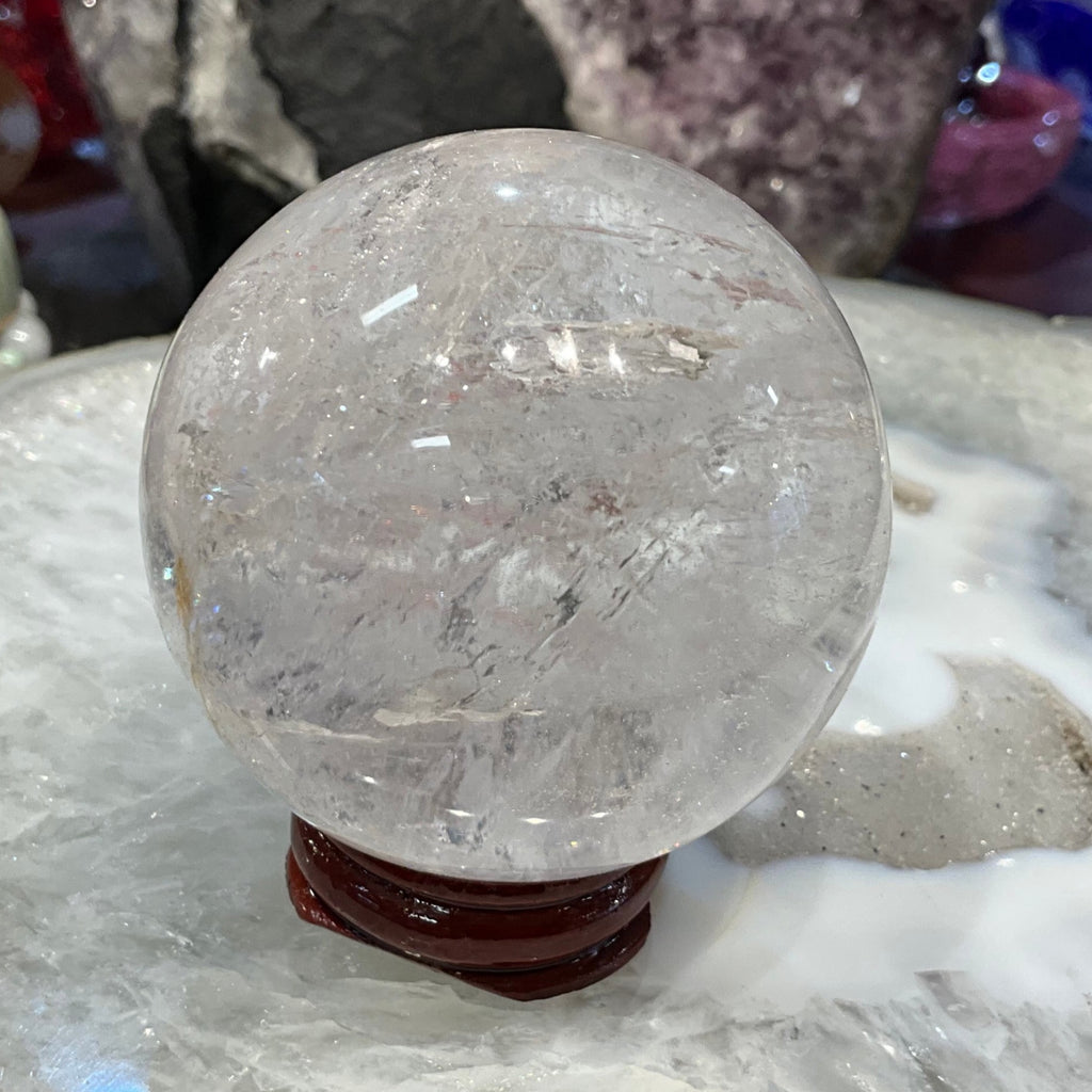 60mm Natural Rock Crystal with Rainbows Round Gemstone Sphere Healing Sphere