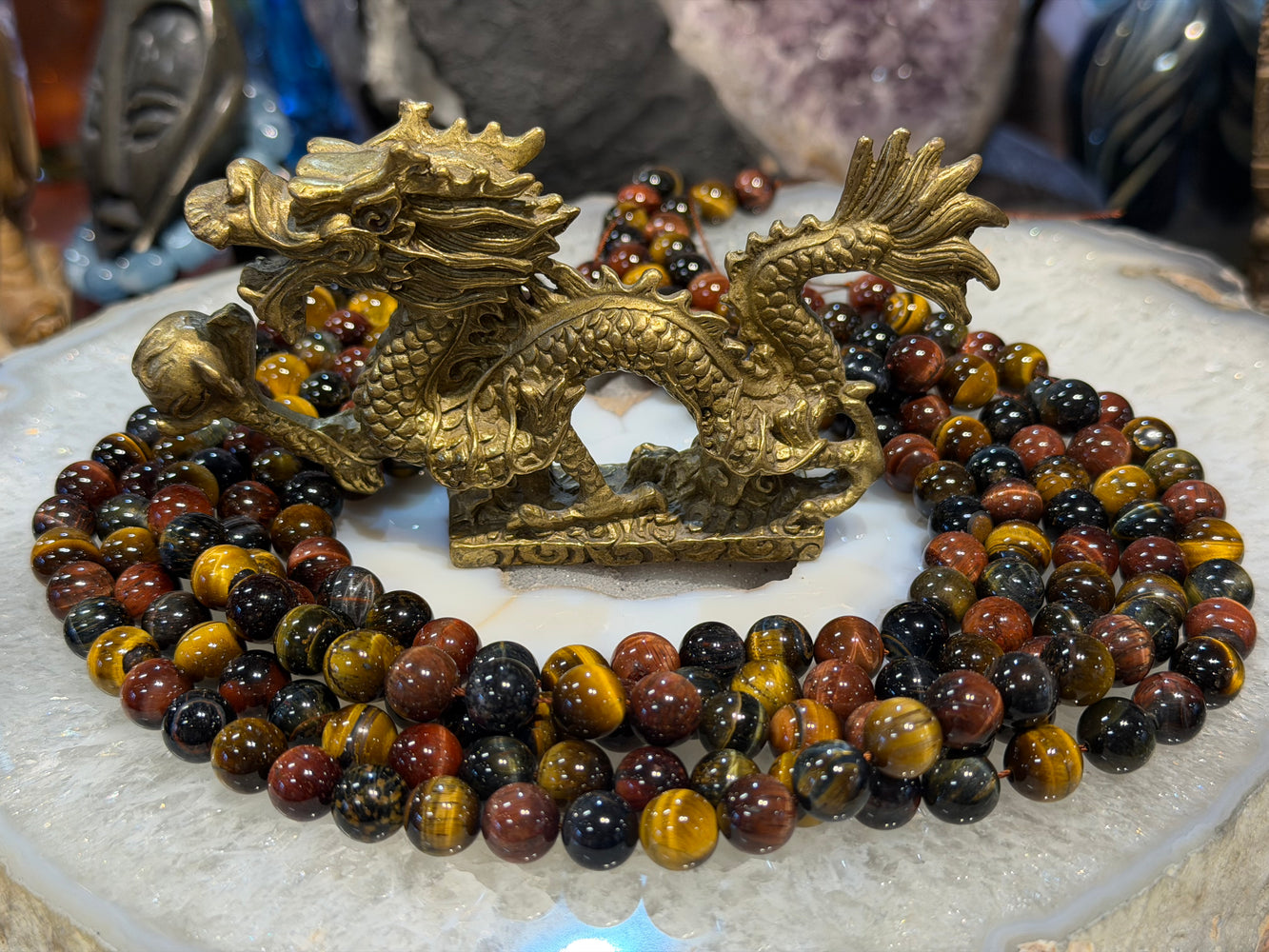 Multicolour tiger eye 10mm gemstones beads