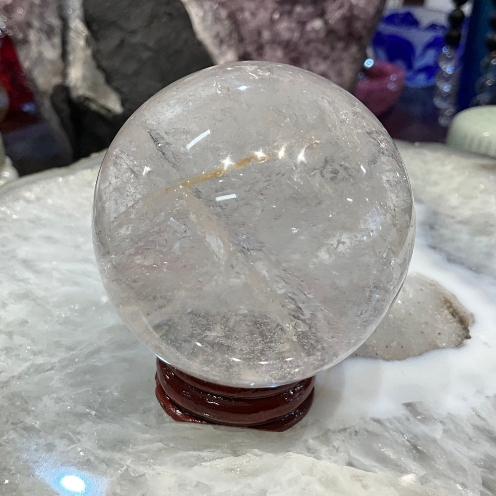 60mm Natural Rock Crystal with Rainbows Round Gemstone Sphere Healing Sphere