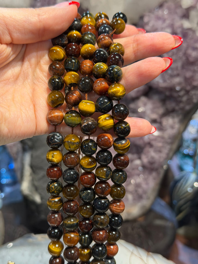 Multicolour tiger eye 10mm gemstones