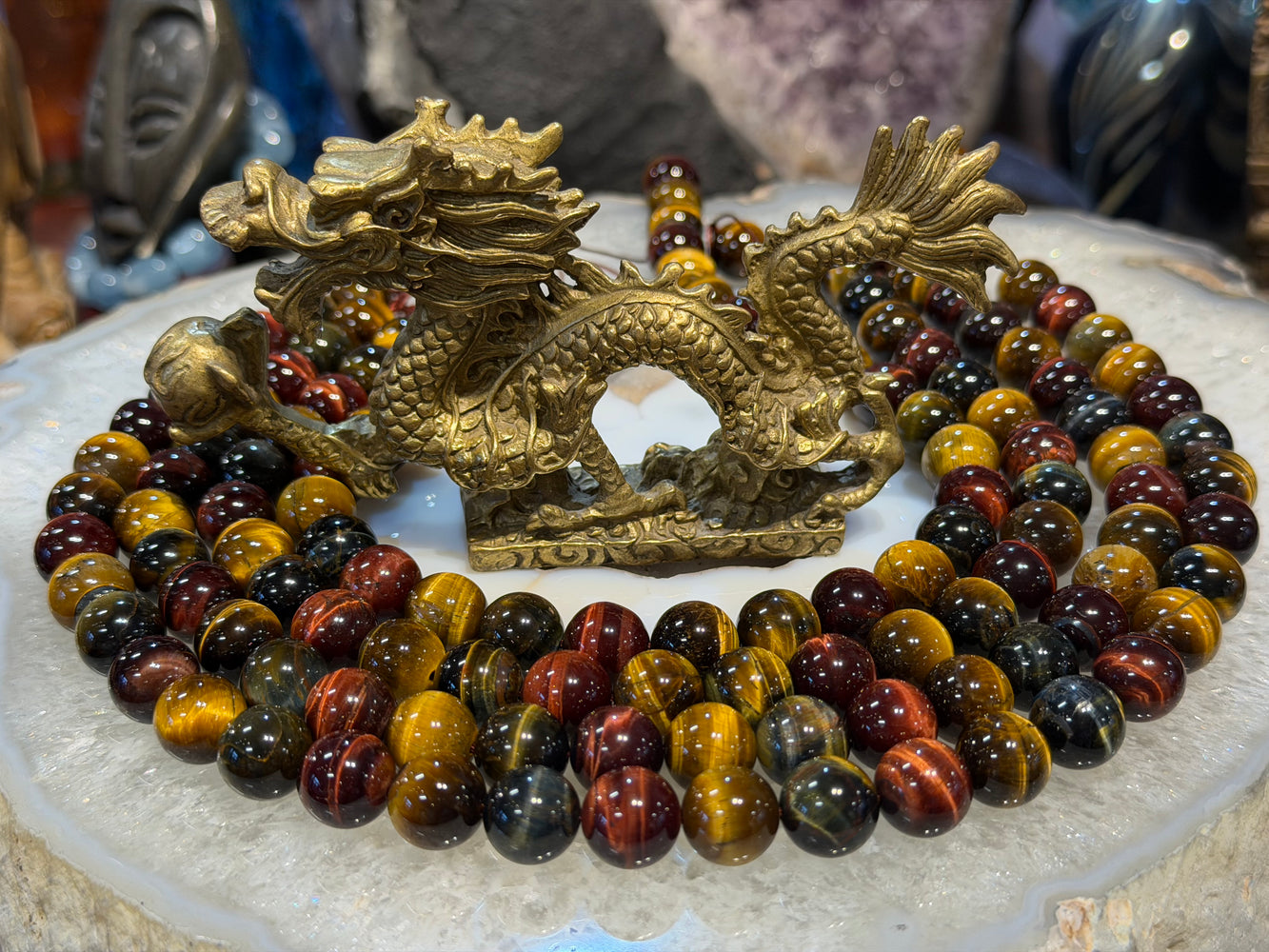 Multicolour tiger eye 12mm gemstones beads
