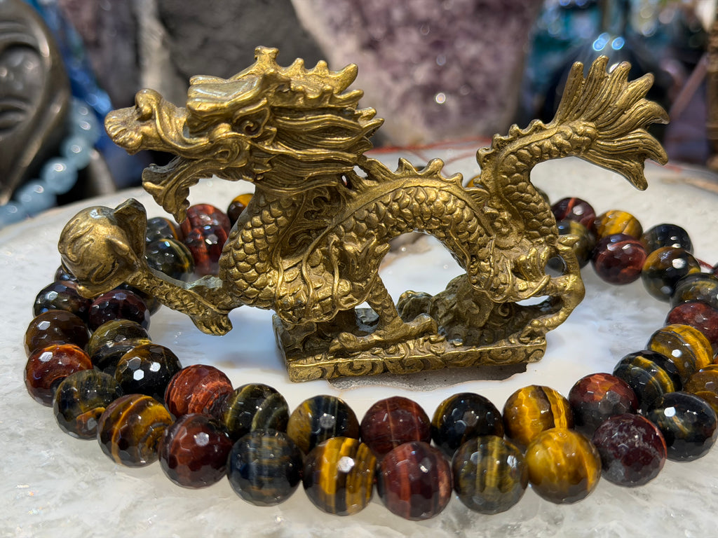 Multicolour Tiger eye faceted 14mm gemstones