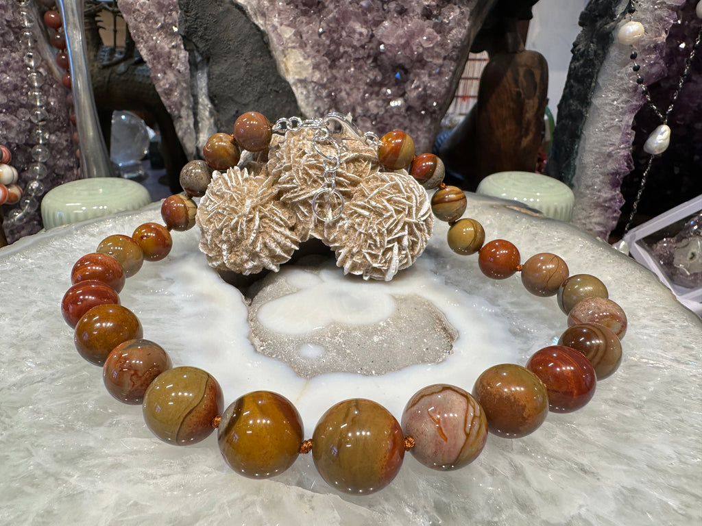 Fantastic Polychromic jasper graduated gemstone necklace