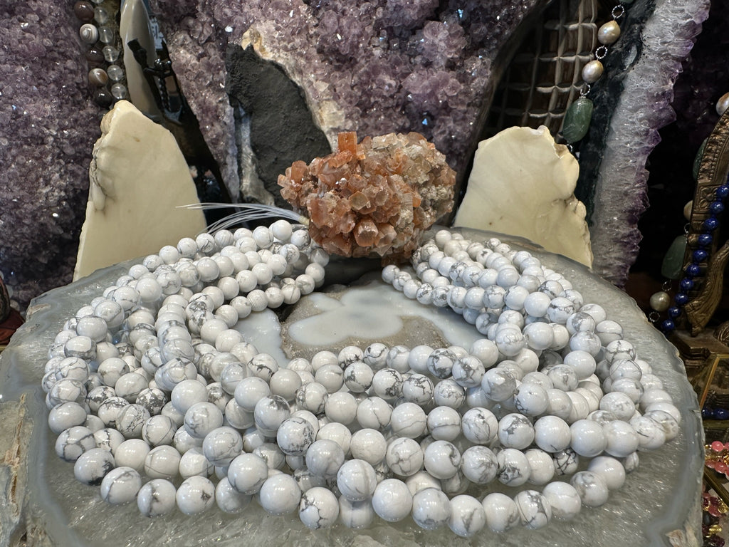 8mm Natural White Howlite Round Gemstone Beads