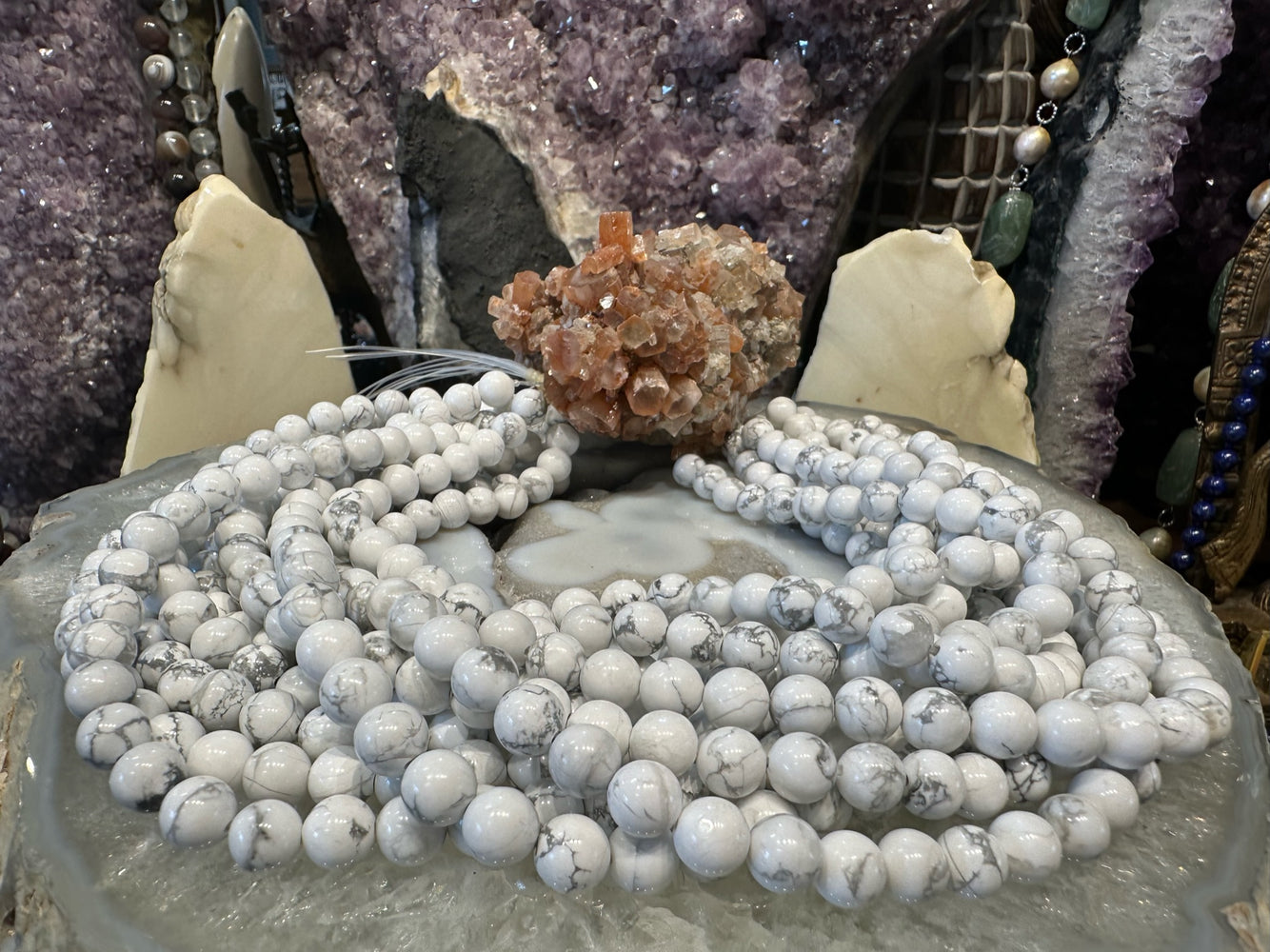 8mm Natural White Howlite Round Gemstone Beads