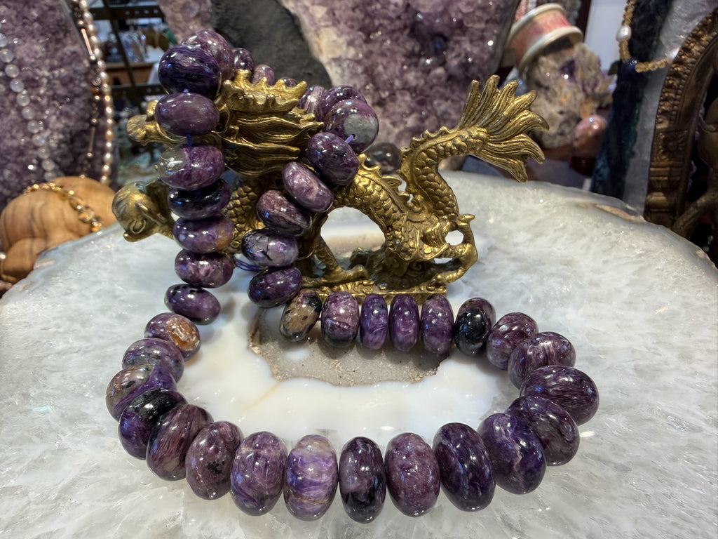 16mm Large Natural Purple Russian Charoite Rondelle Gemstone Beads #1