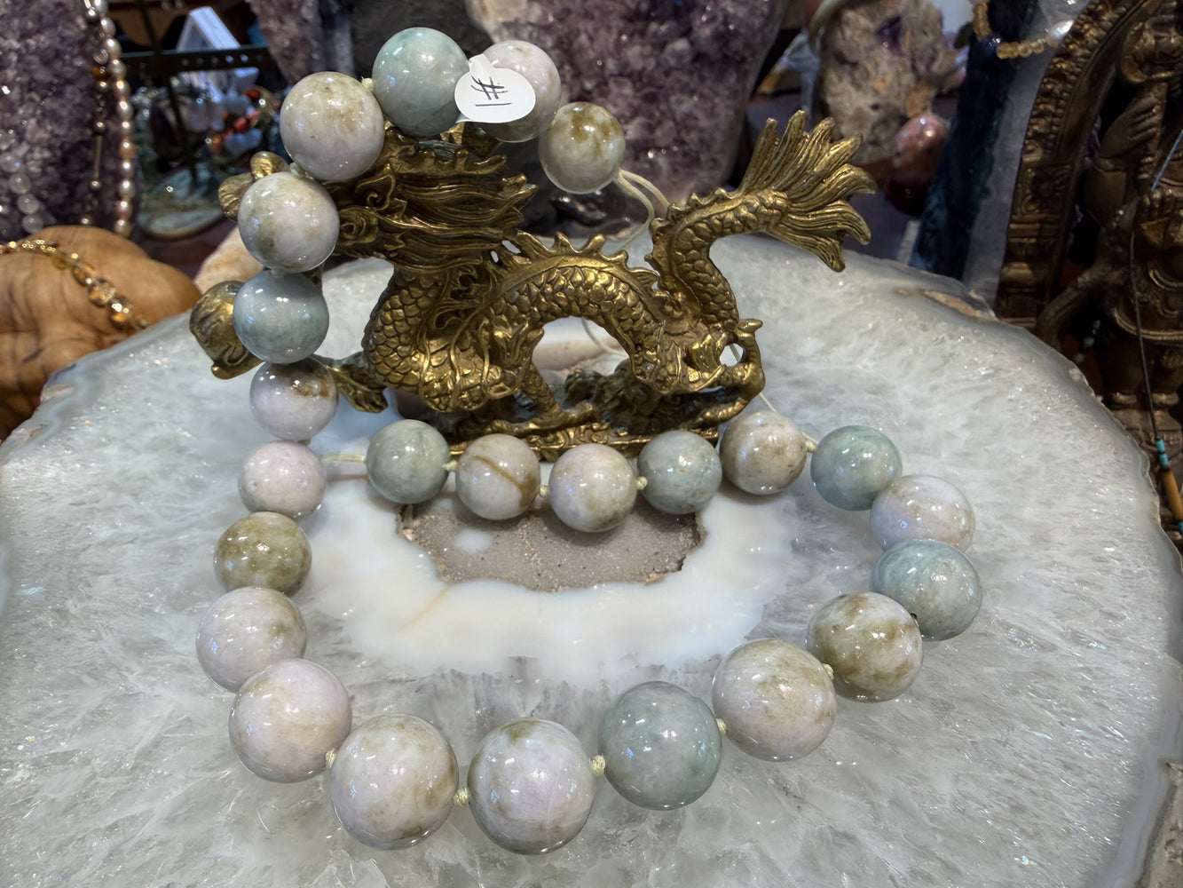 Old Stock Exquisite 15-17mm Round Jadeite Jade Beads