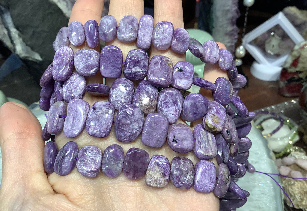 Natural Purple Charoite Flat Nuggets Gemstone Beads