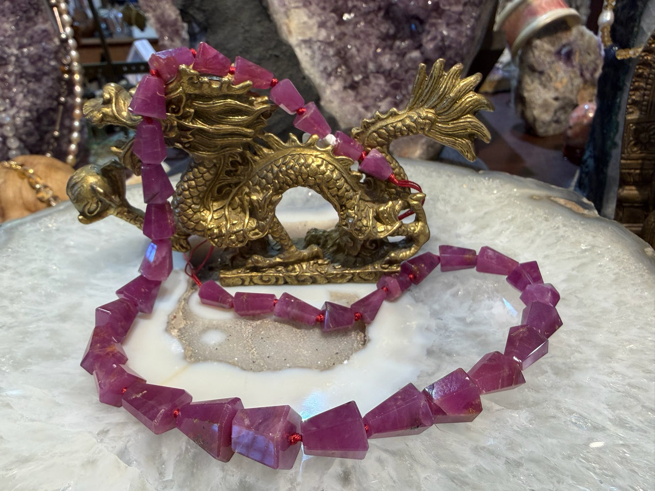 Rare One of A Kind Ruby Faceted Gemstone Beads - Natural Color