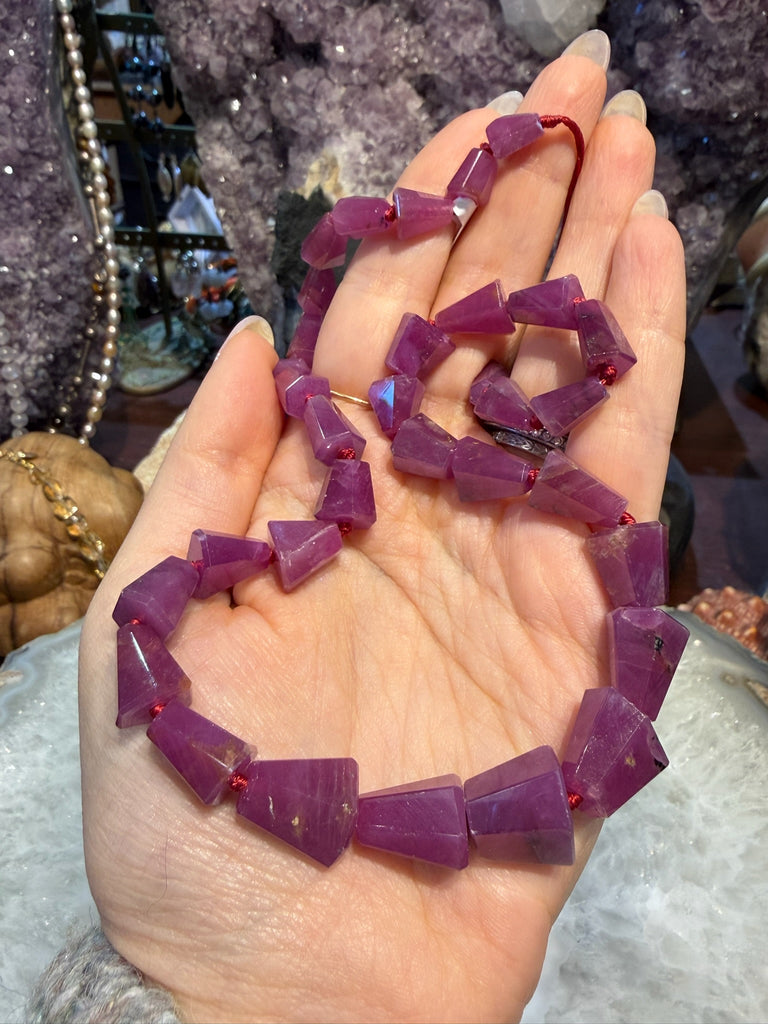 Rare One of A Kind Ruby Faceted Gemstone Beads - Natural Color