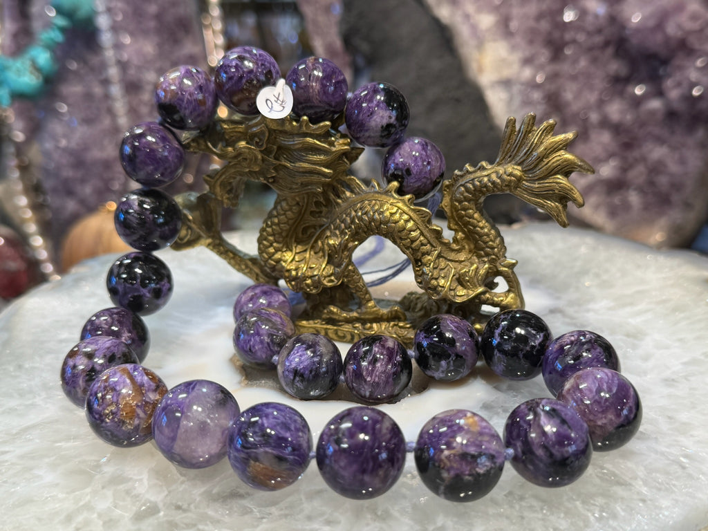 17-20mm Large Natural Purple Russian Charoite Round Gemstone Beads #2