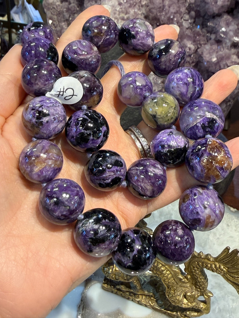 17-20mm Large Natural Purple Russian Charoite Round Gemstone Beads #2