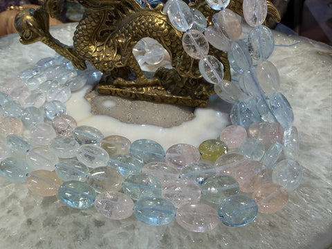 Aquamarine & morganite Gem Oval gemstone beads