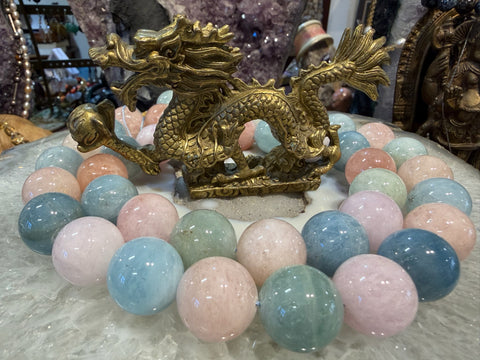 20mm Morganite & aquamarine gemstone beads