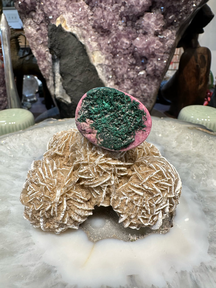 Rare Pink green cobaltoan calcite ring