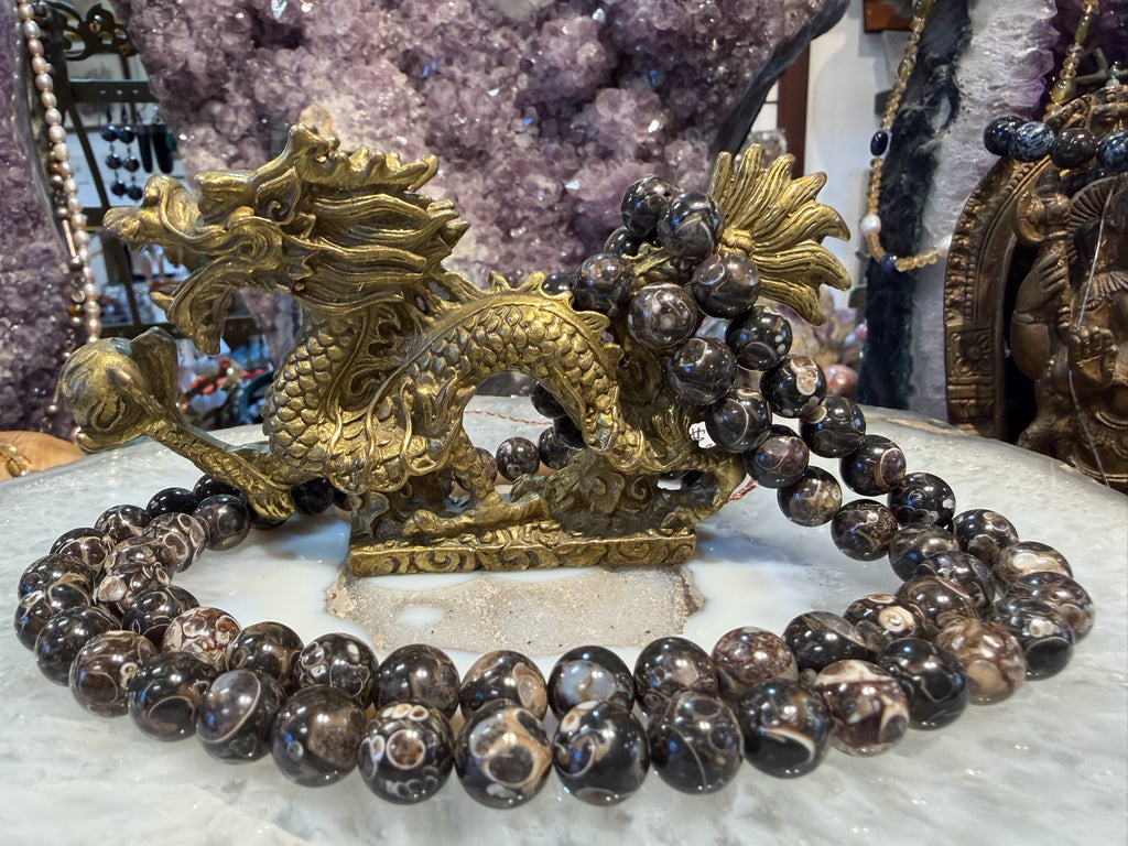 10mm Turritella fossil gemstone round beads