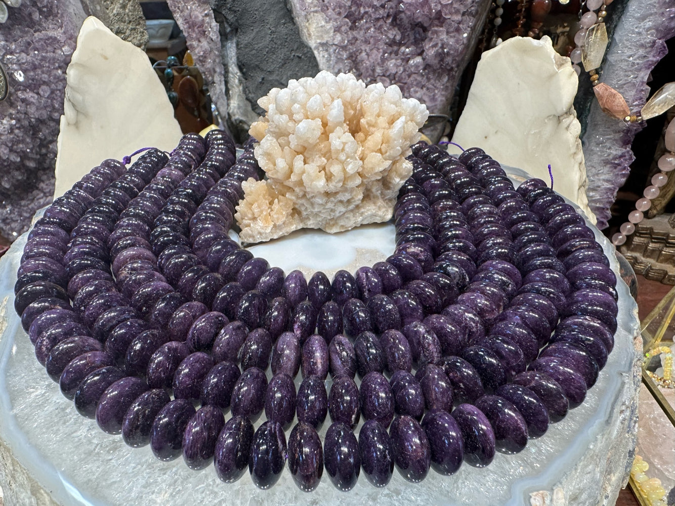 Superb Sugilite smooth rondelle gemstone beads - 15mm