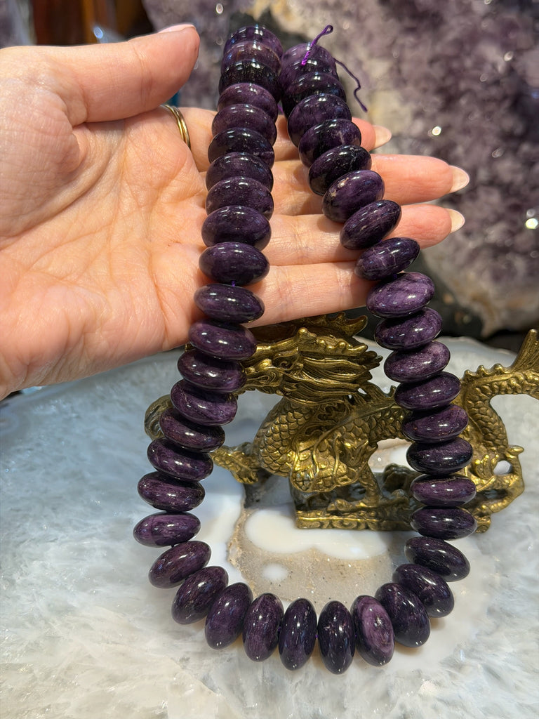 Superb Large 18mm Sugilite smooth rondelle gemstone beads