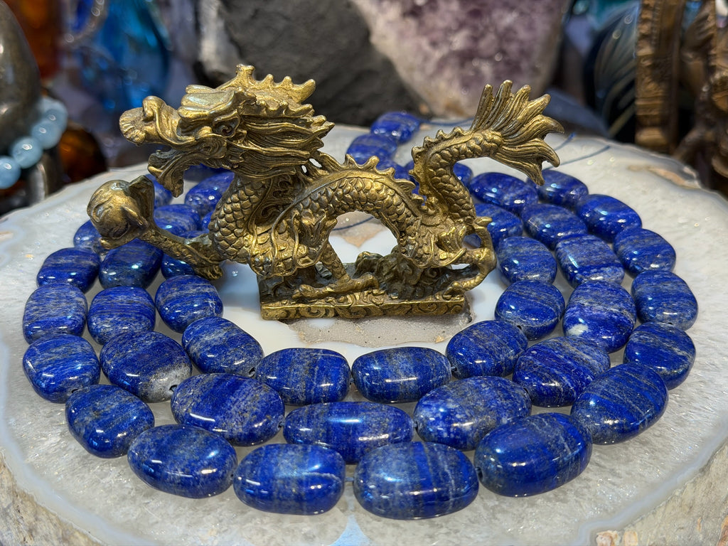 Perles gemmes de lapis roulées plates 13x17mm