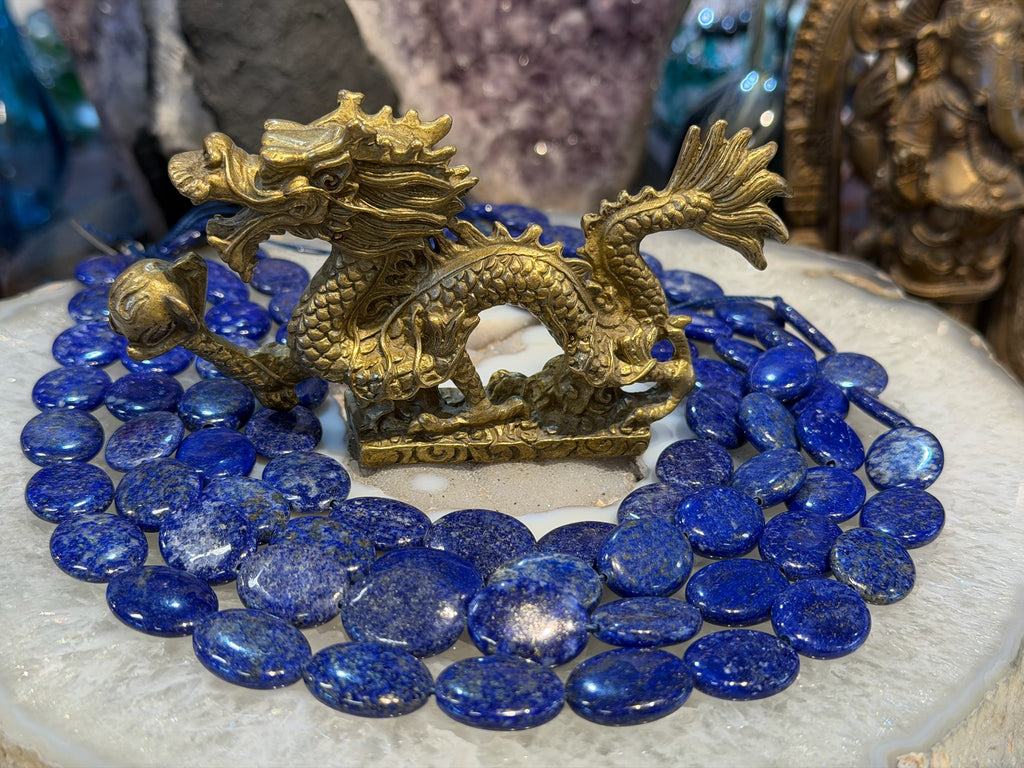 Perles de lapis de forme ovale, grandes et profondes, de 25 mm