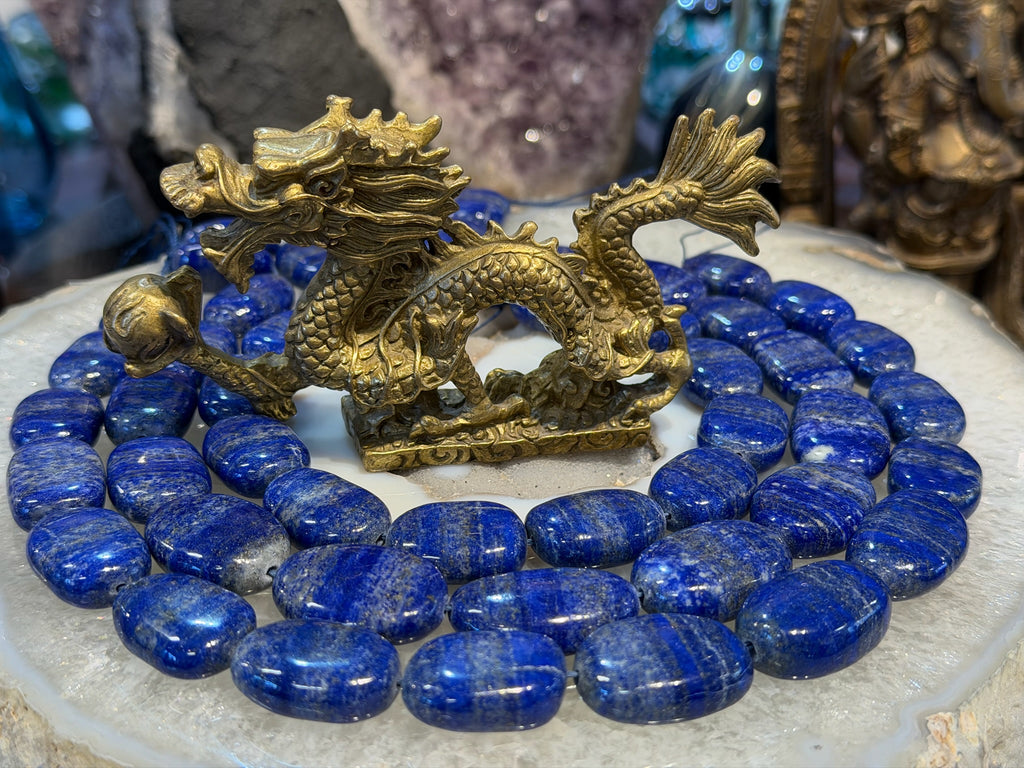 Perles gemmes de lapis roulées plates 13x17mm