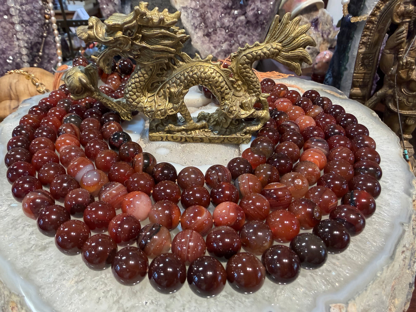 Deep carnelian 12mm gemstones beads