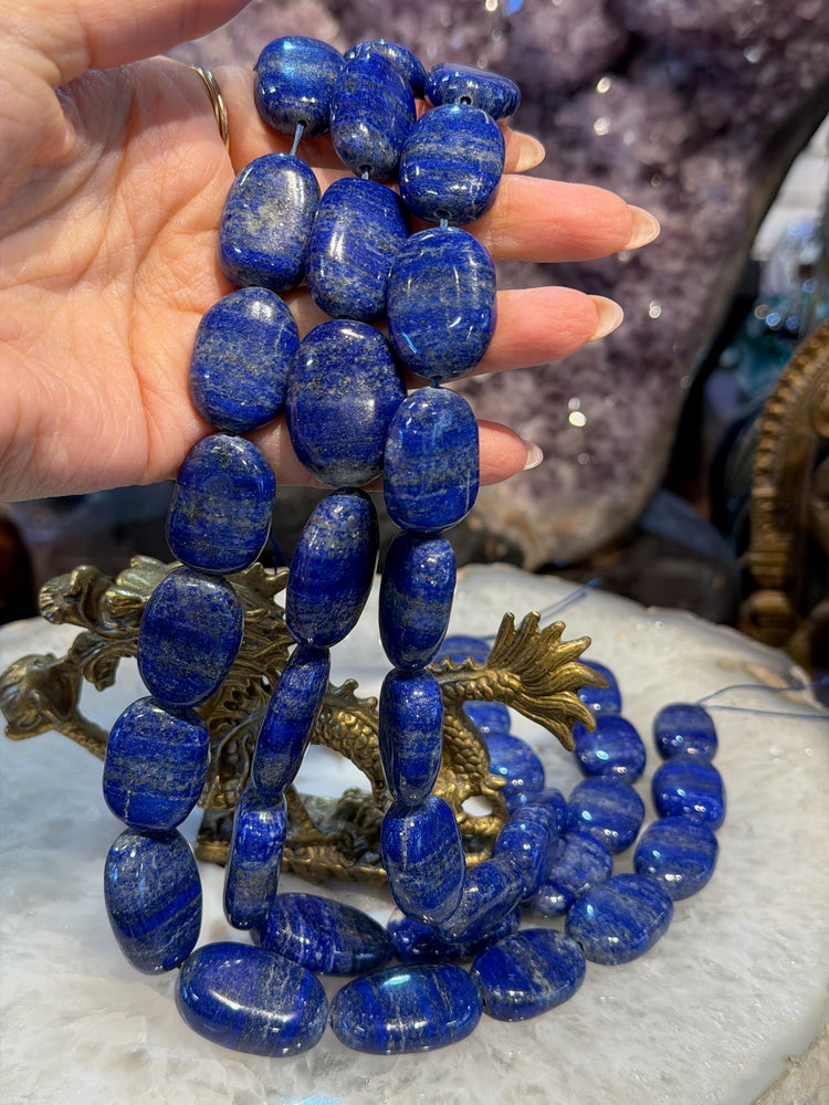Perles gemmes de lapis roulées plates 13x17mm